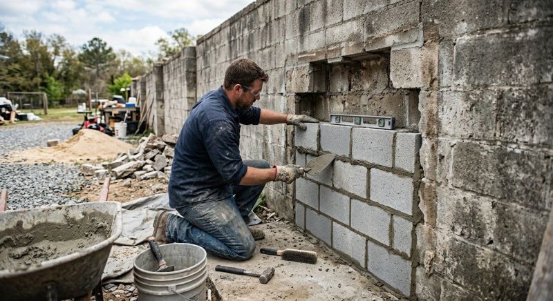 Concrete Block Wall Repair in Valdosta, GA